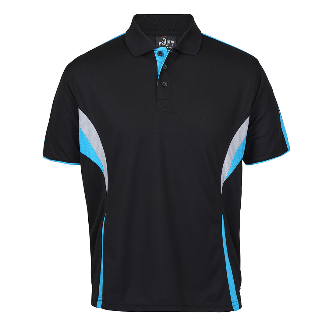 House of Uniforms The Cool Polo | Dark Colours | Short Sleeve | Adults Jbs Wear Black/Aqua