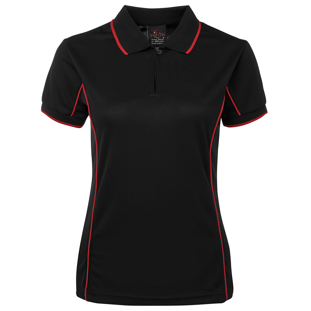 House of Uniforms The Piping Polo | Short Sleeve | Black Base | Ladies Jbs Wear