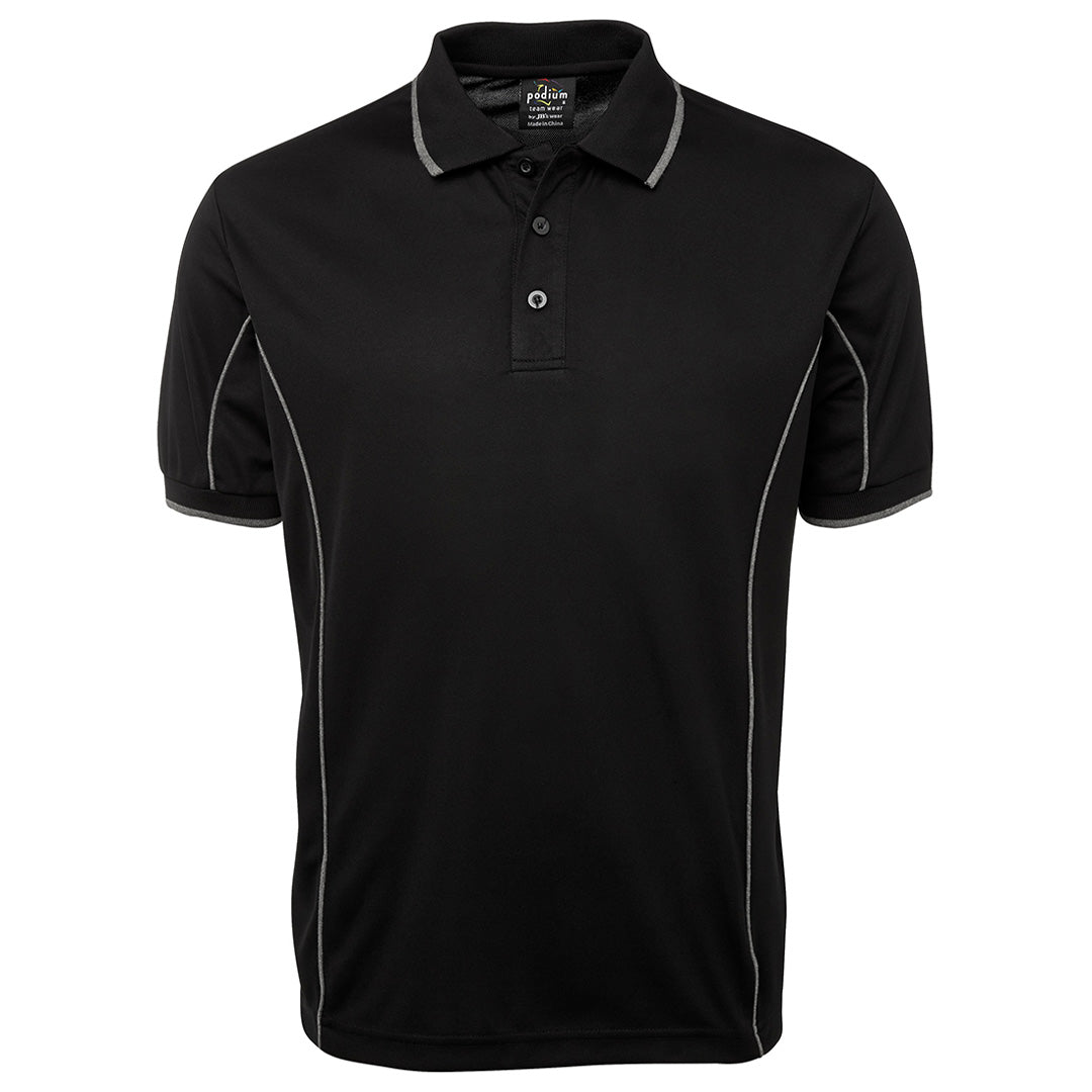 House of Uniforms The Piping Polo | Short Sleeve | Black Base | Adults Jbs Wear