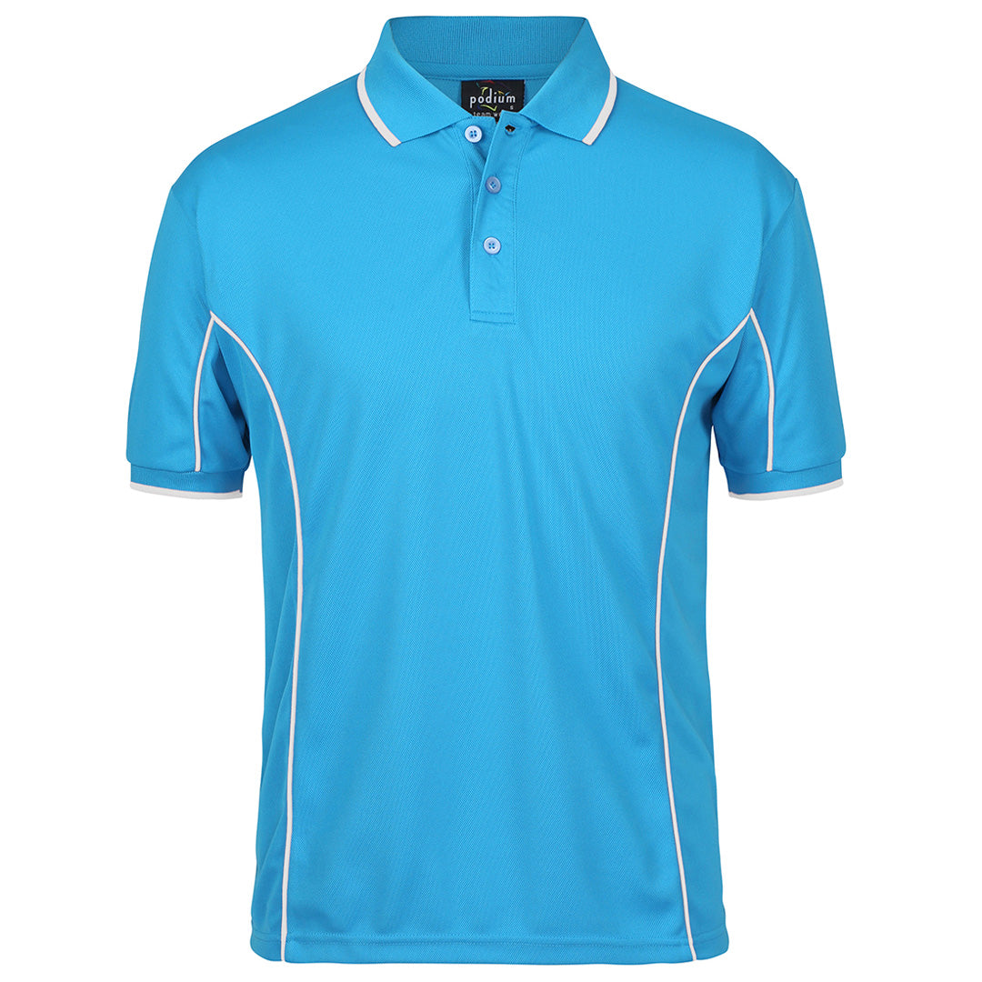House of Uniforms The Piping Polo | Short Sleeve | Bright Base | Adults Jbs Wear Aqua/White