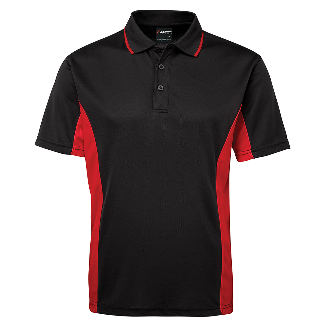House of Uniforms The Contrast Poly Polo | Dark Colours | Short Sleeve | Mens Jbs Wear Black/Red