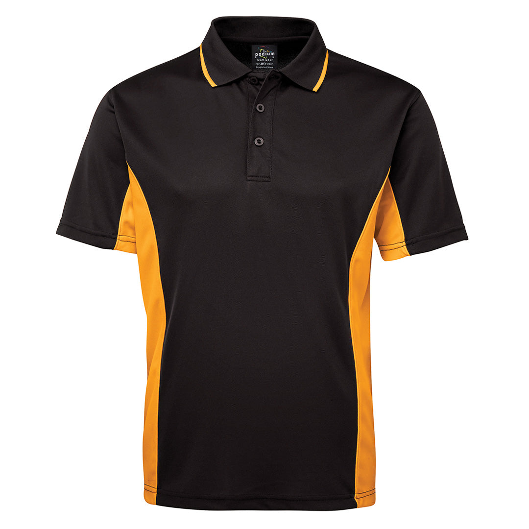 House of Uniforms The Contrast Poly Polo | Dark Colours | Short Sleeve | Mens Jbs Wear Black/Gold