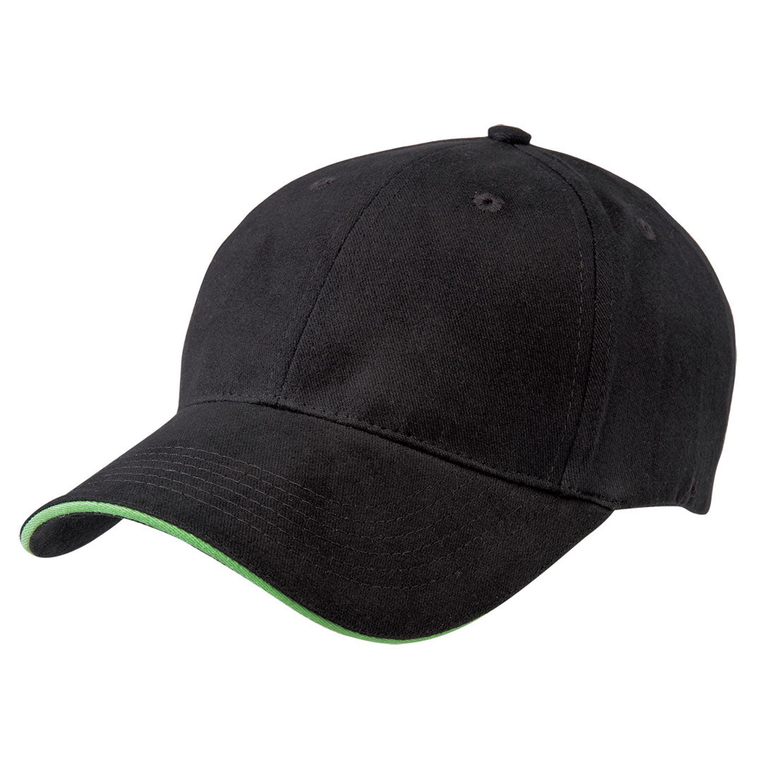 House of Uniforms The Premium Sandwich Cap | Adults Legend Black/Lime