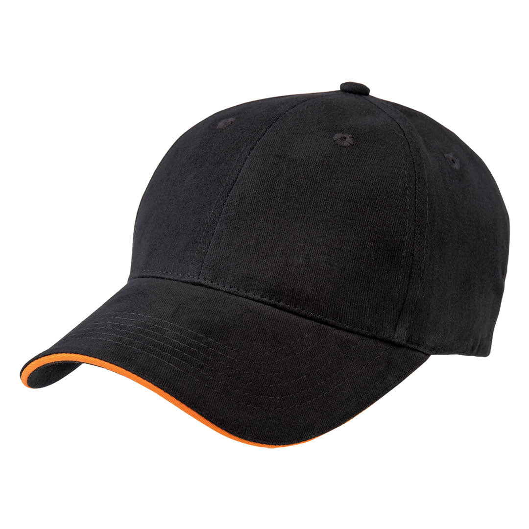 House of Uniforms The Premium Sandwich Cap | Adults Legend Black/Orange