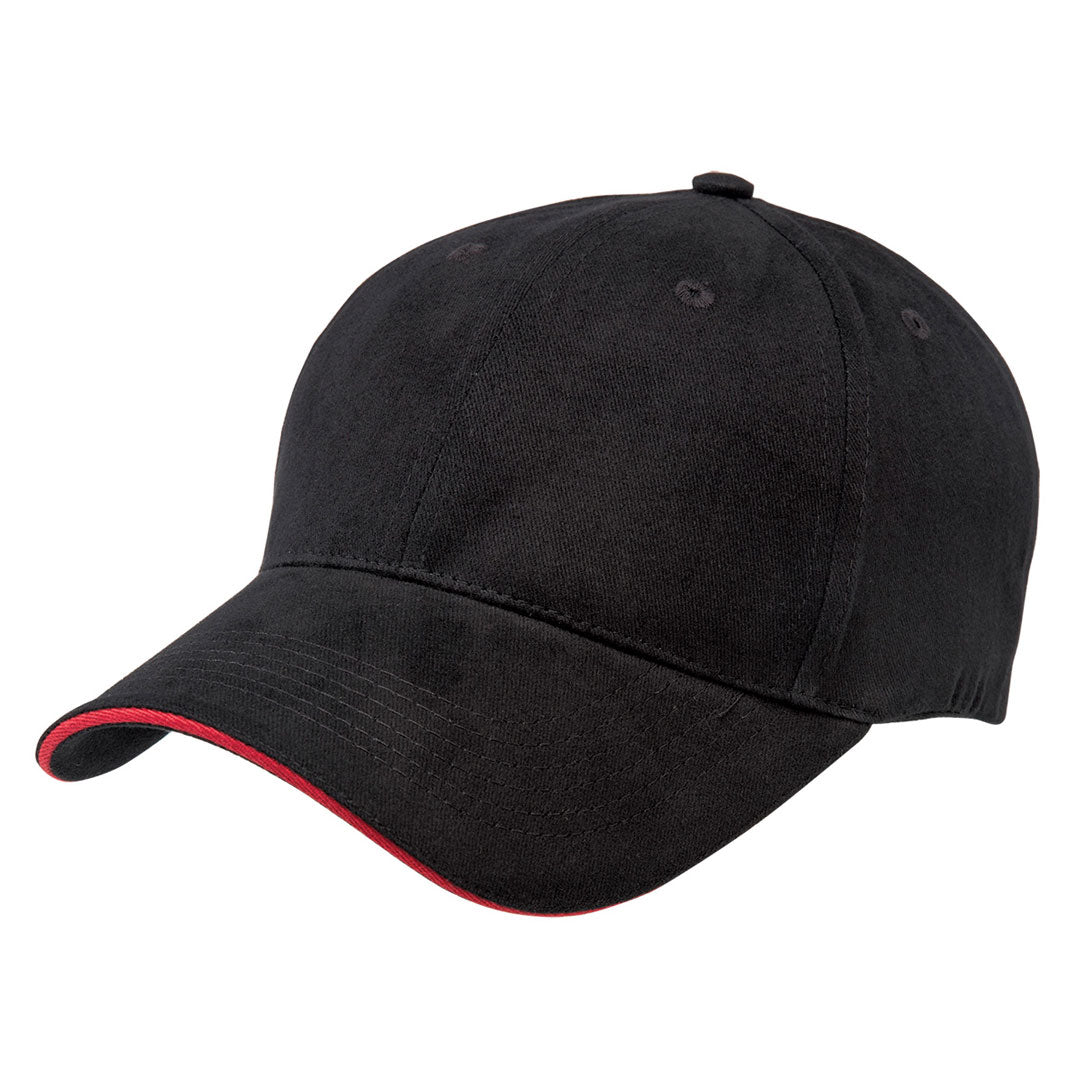 House of Uniforms The Premium Sandwich Cap | Adults Legend Black/Red