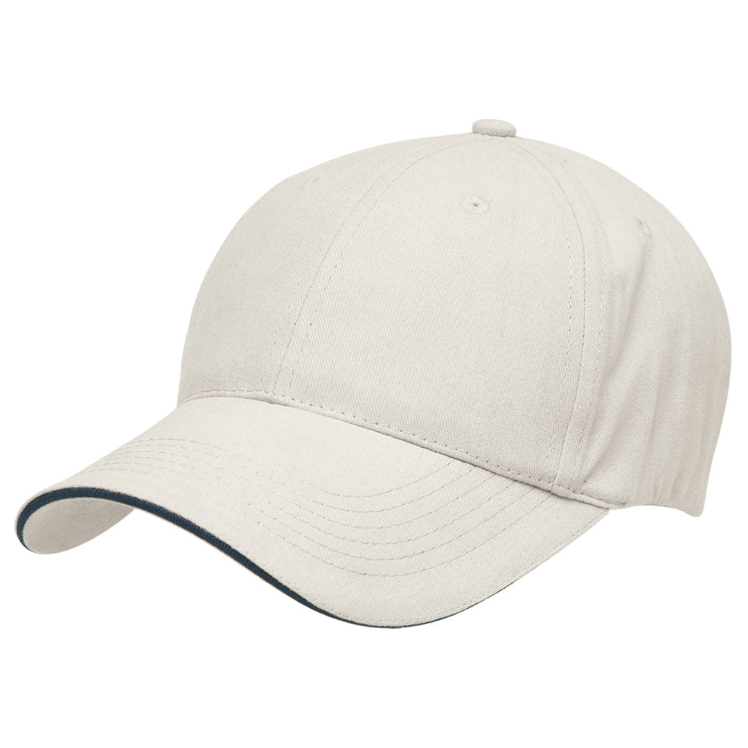 House of Uniforms The Premium Sandwich Cap | Adults Legend White/Navy