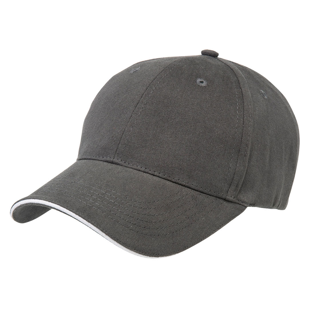 House of Uniforms The Premium Sandwich Cap | Adults Legend Charcoal/White