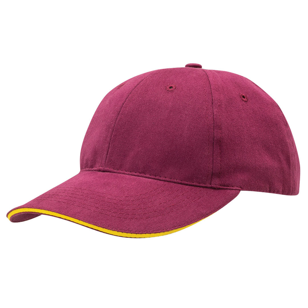 House of Uniforms The Premium Sandwich Cap | Adults Legend Maroon/Gold