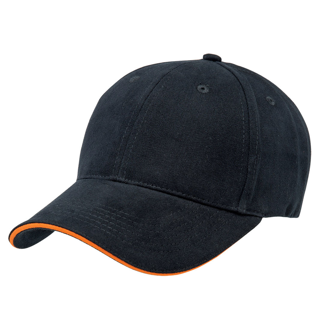 House of Uniforms The Premium Sandwich Cap | Adults Legend Navy/Orange