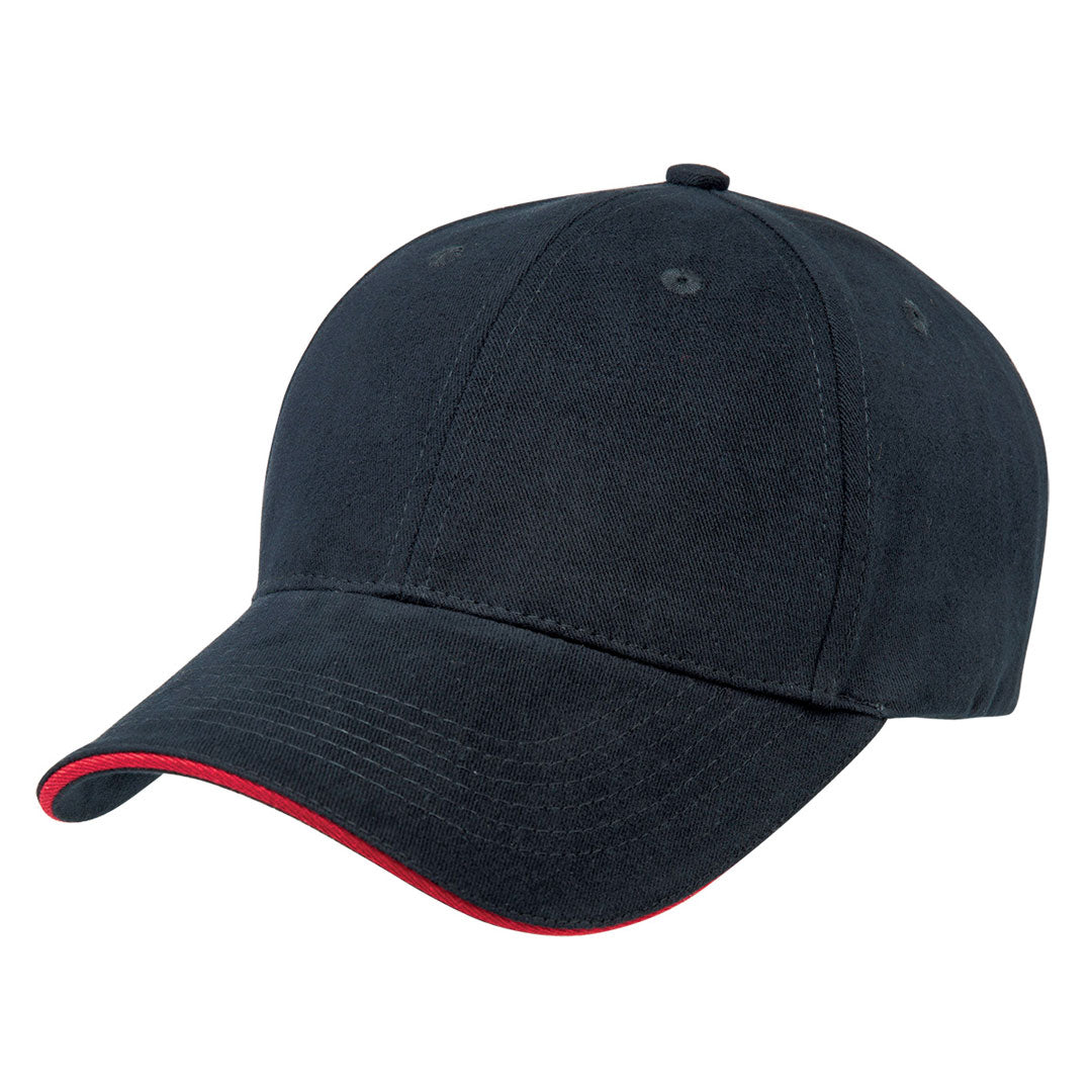 House of Uniforms The Premium Sandwich Cap | Adults Legend Navy/Red