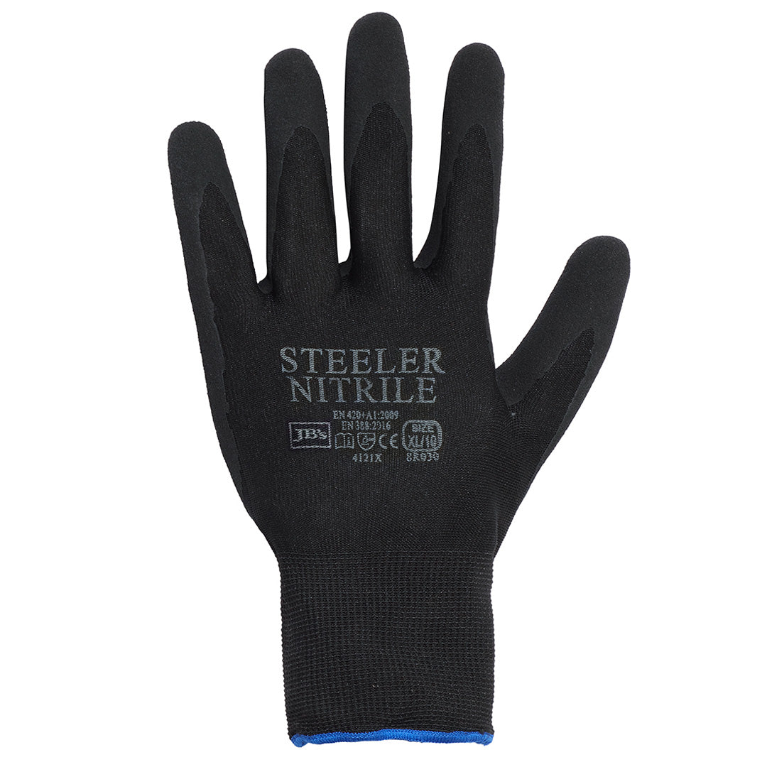 House of Uniforms The Steeler Sandy Nitrile Glove | Adults | 12 Pack Jbs Wear Black