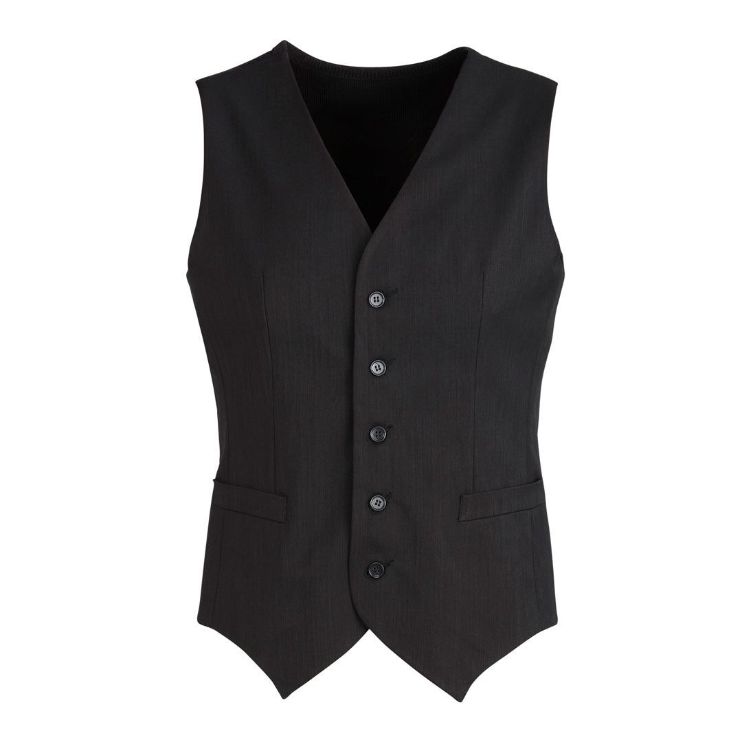 House of Uniforms The Cool Stretch Peak Vest | Mens | Knitted Back Biz Corporates Black