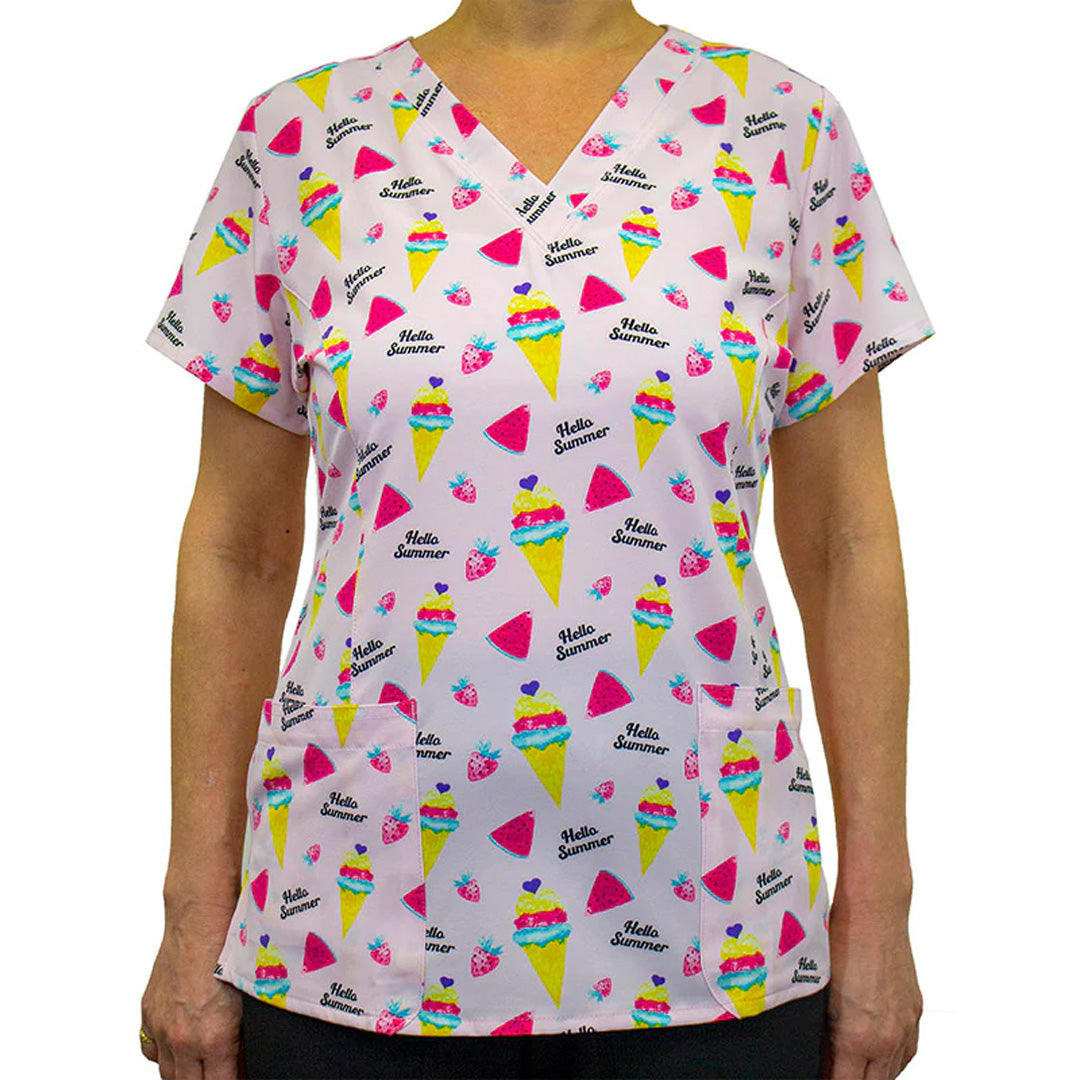 House of Uniforms The V Neck Printed Scrub Top | Ladies Maevn HSMR