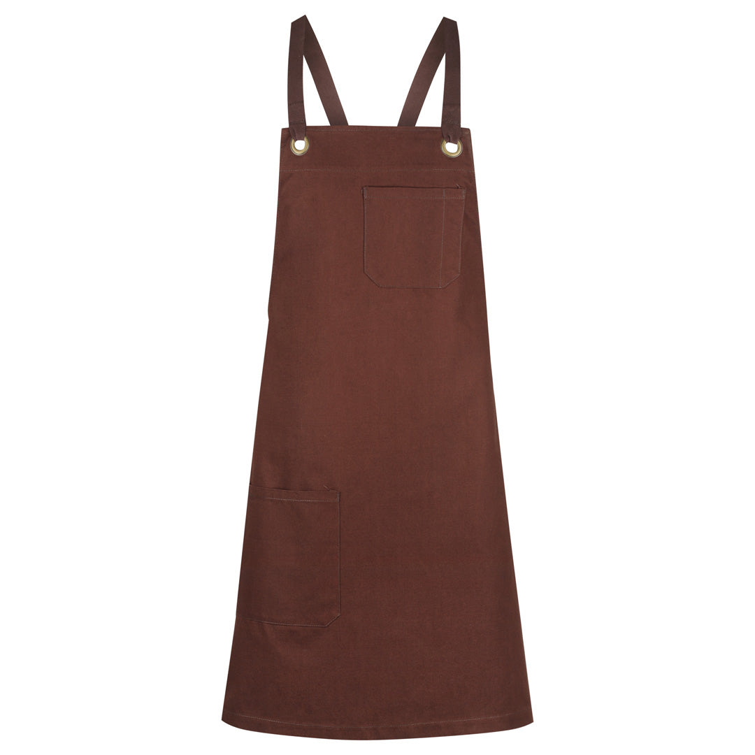 House of Uniforms The Brooklyn Apron | Cross Back Identitee Chocolate with Chocolate Strap