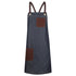 House of Uniforms The Brooklyn Apron | Cross Back Identitee Chocolate/Denim with Chocolate Strap
