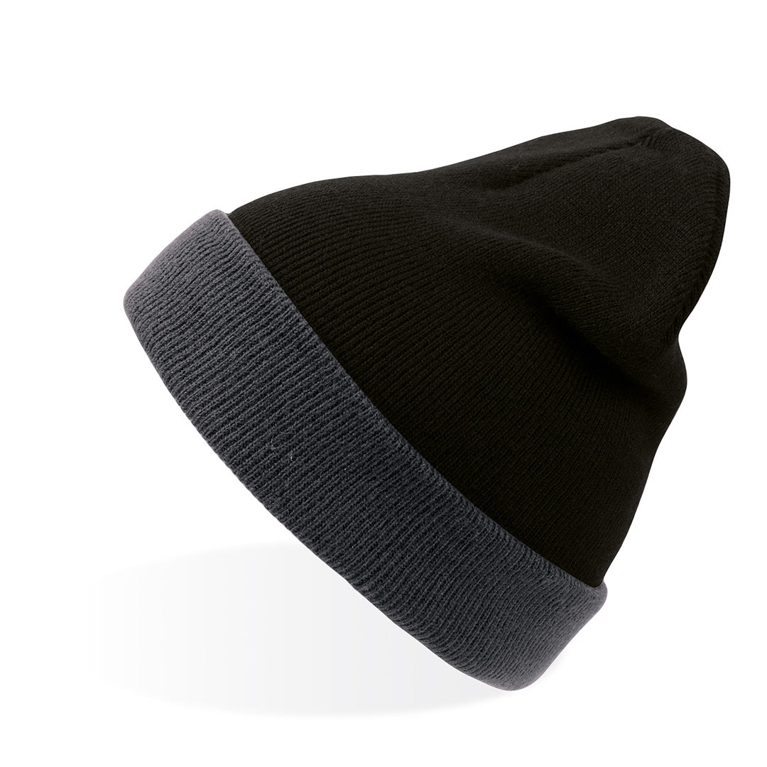 House of Uniforms The Wind Beanie | Atlantis | Adults Atlantis Headwear Black/Grey