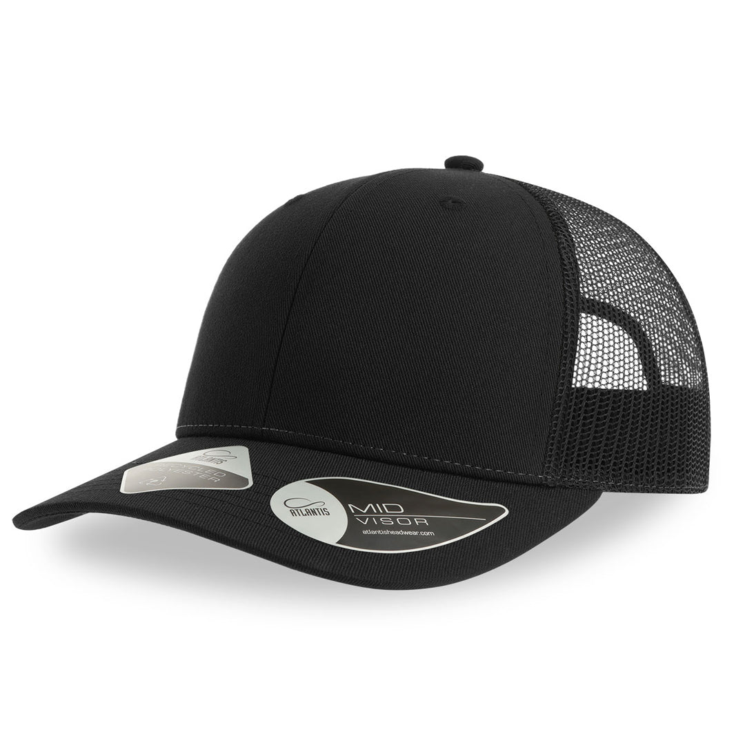 House of Uniforms The Bryce Recycled Trucker Cap | Atlantis Atlantis Headwear Black/Black