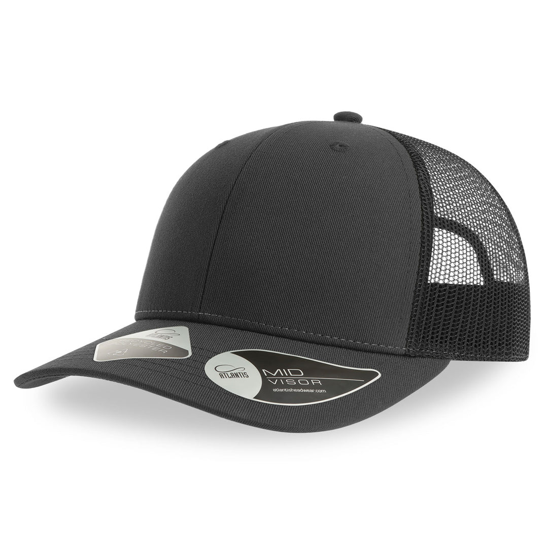 House of Uniforms The Bryce Recycled Trucker Cap | Atlantis Atlantis Headwear Dark Grey/Black