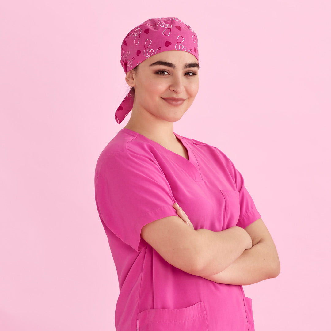 House of Uniforms The Pink Printed Scrub Cap | Unisex Biz Care 
