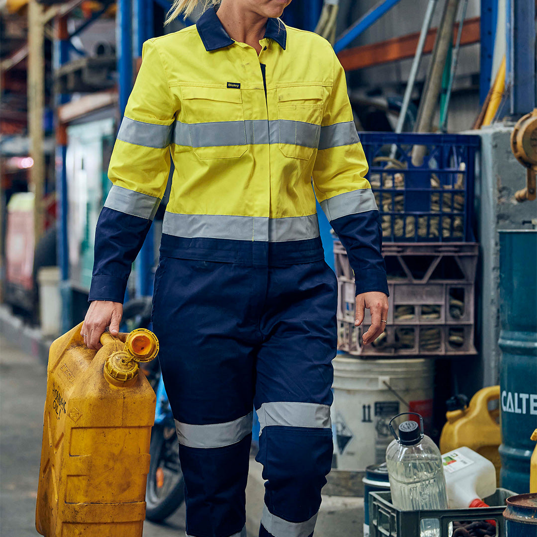 House of Uniforms The Taped Hi Vis Cotton Drill Overall | Ladies Bisley