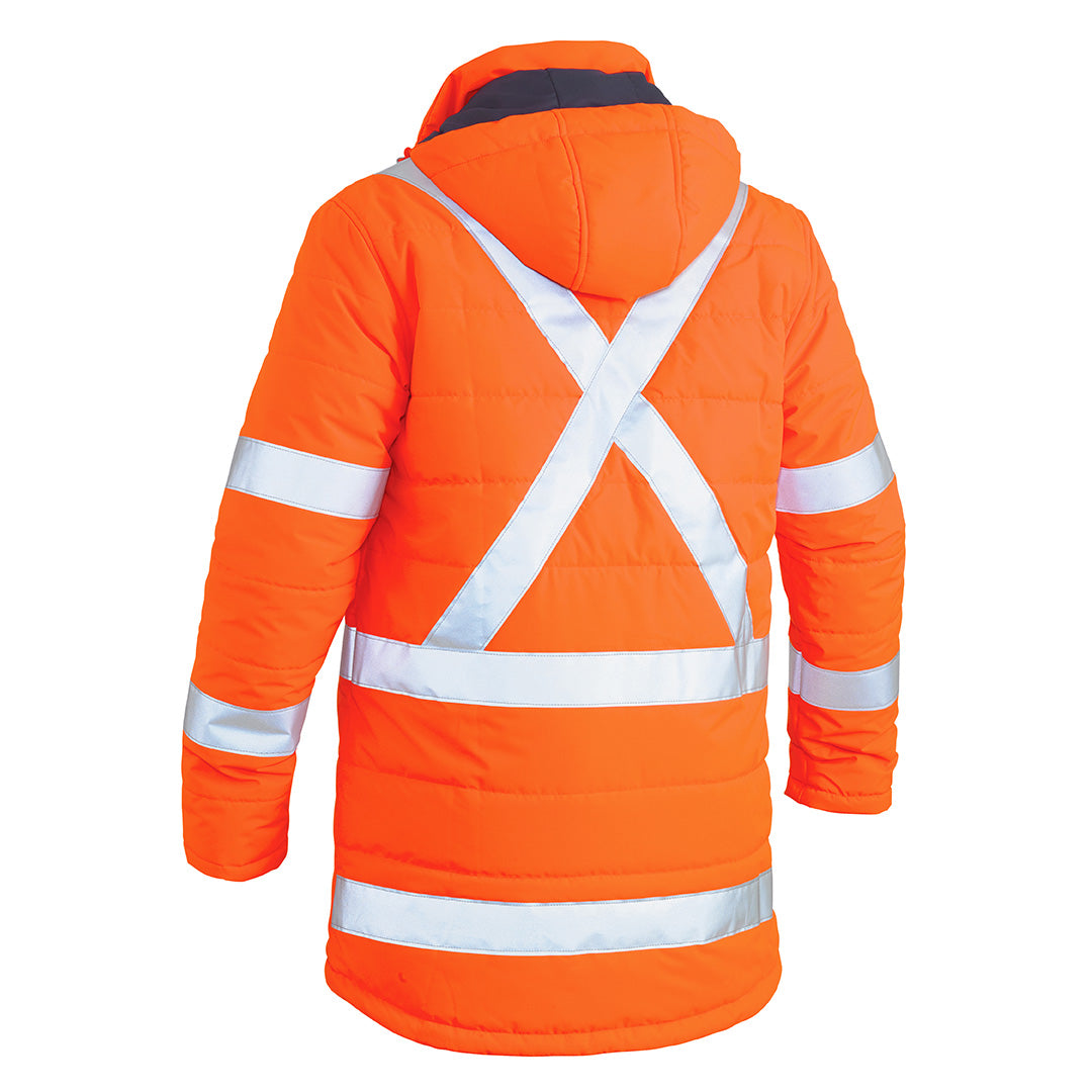 House of Uniforms The Taped Puffer Jacket with X back | Hi Vis | Mens Bisley 