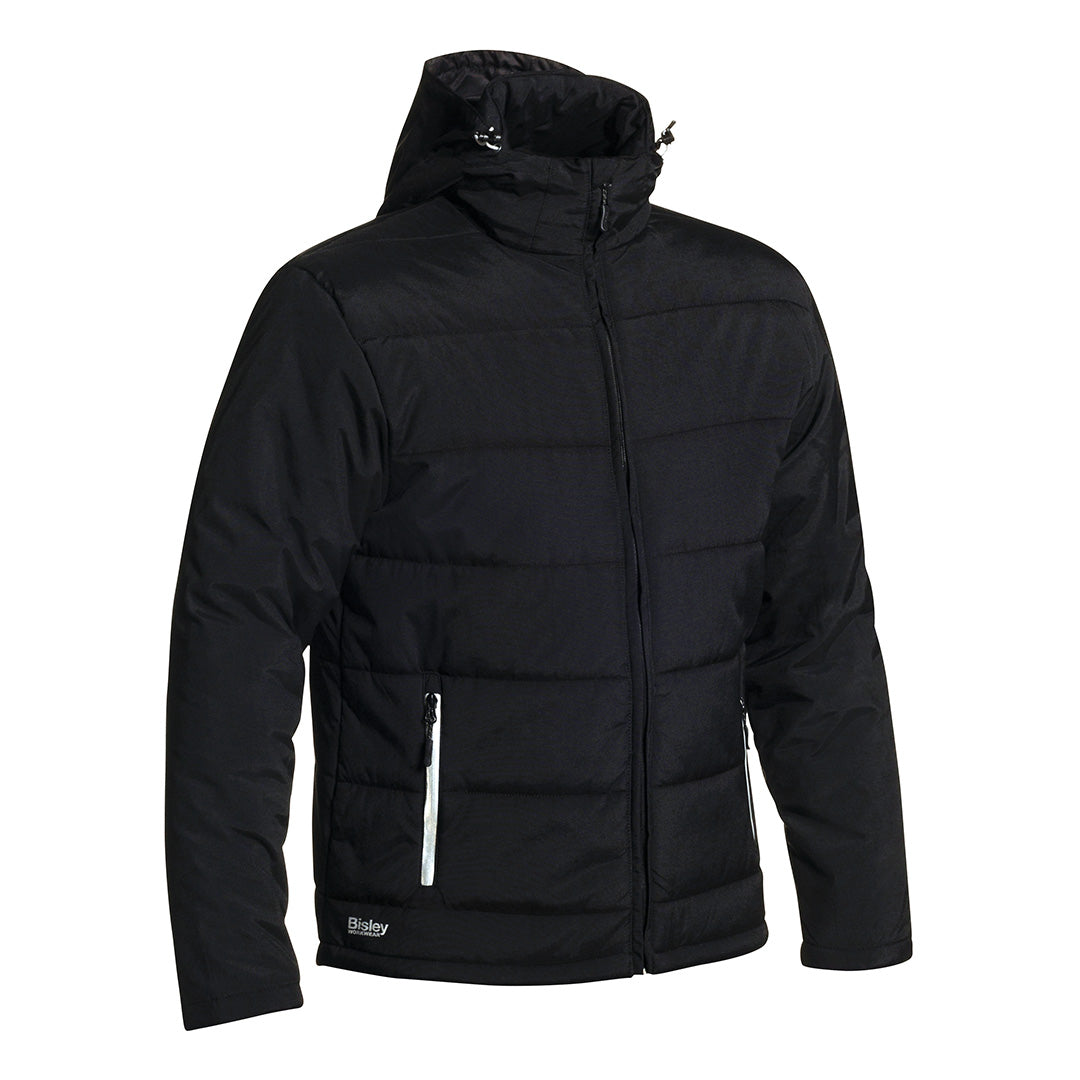 House of Uniforms The Puffer Jacket | Adjustable Hood | Mens Bisley Black