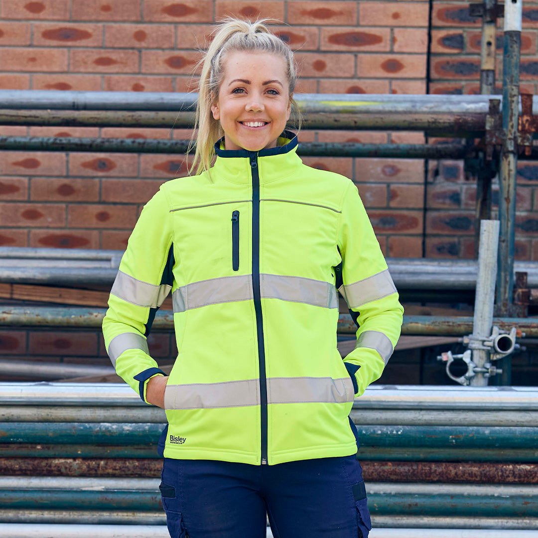 House of Uniforms The Taped Two Tone Hi Vis Soft Shell Jacket | Ladies Bisley
