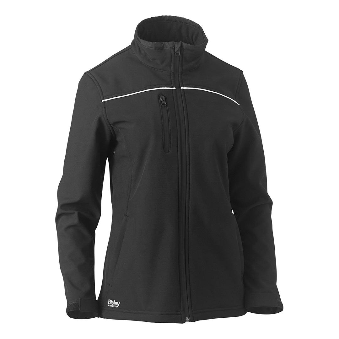 House of Uniforms The Piping Soft Shell Jacket | Ladies Bisley Black
