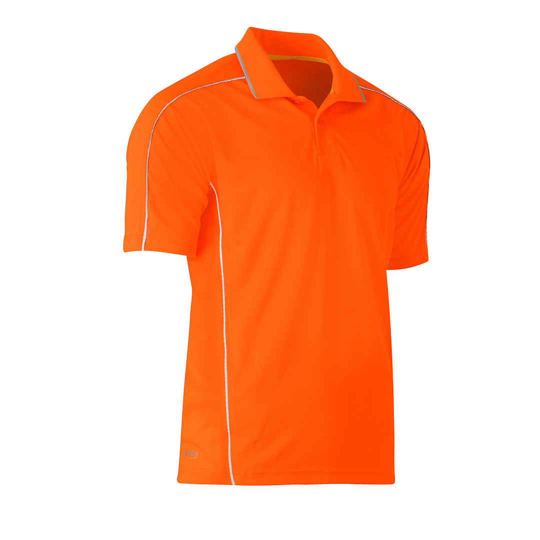 House of Uniforms The Cool Mesh Polo | Reflective Piping | Mens Bisley Orange
