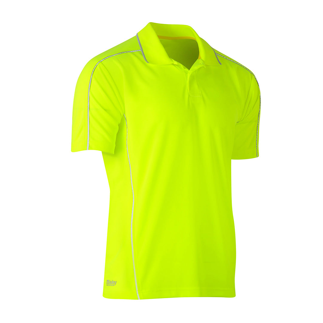 House of Uniforms The Cool Mesh Polo | Reflective Piping | Mens Bisley Yellow