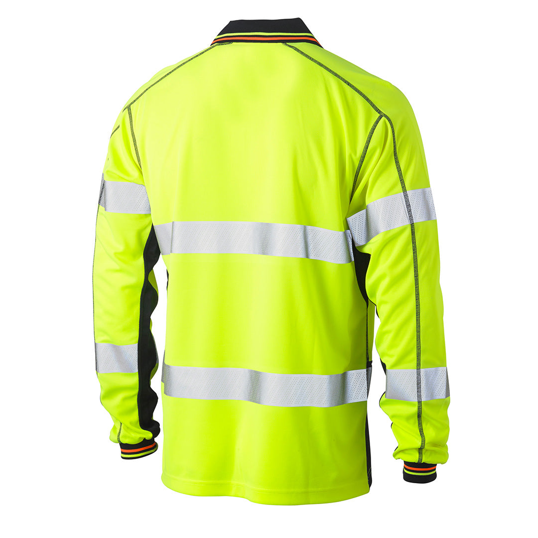 House of Uniforms The Hi Vis Taped Polyester Mesh Polo | Long Sleeve | Mens Bisley