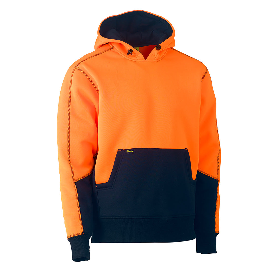 House of Uniforms The Fleece Hoodie Pullover | Hi Vis | Mens Bisley Orange/Navy