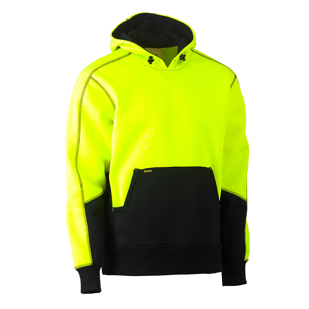 House of Uniforms The Fleece Hoodie Pullover | Hi Vis | Mens Bisley Yellow/Navy