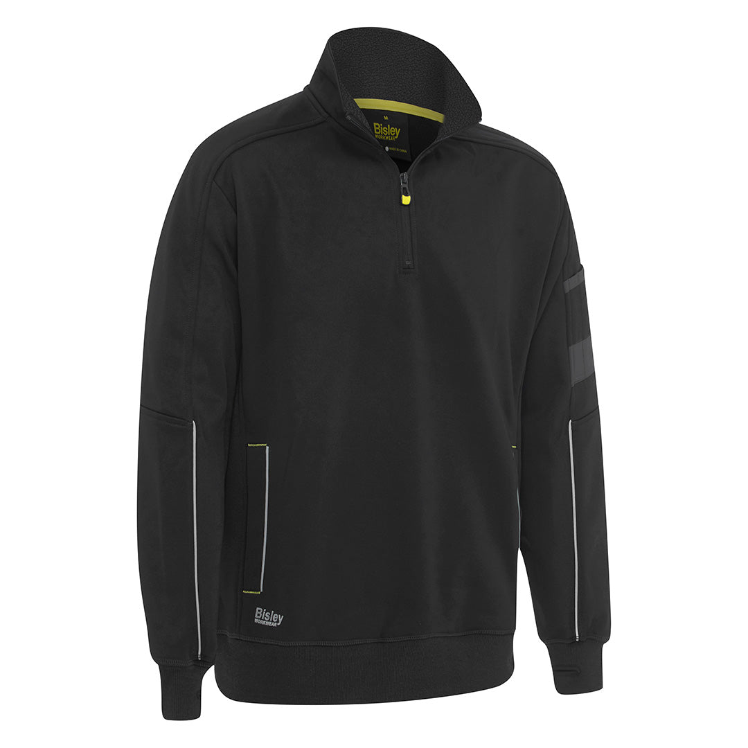 House of Uniforms The Work Fleece 1/4 Zip Pullover | Mens Bisley Black