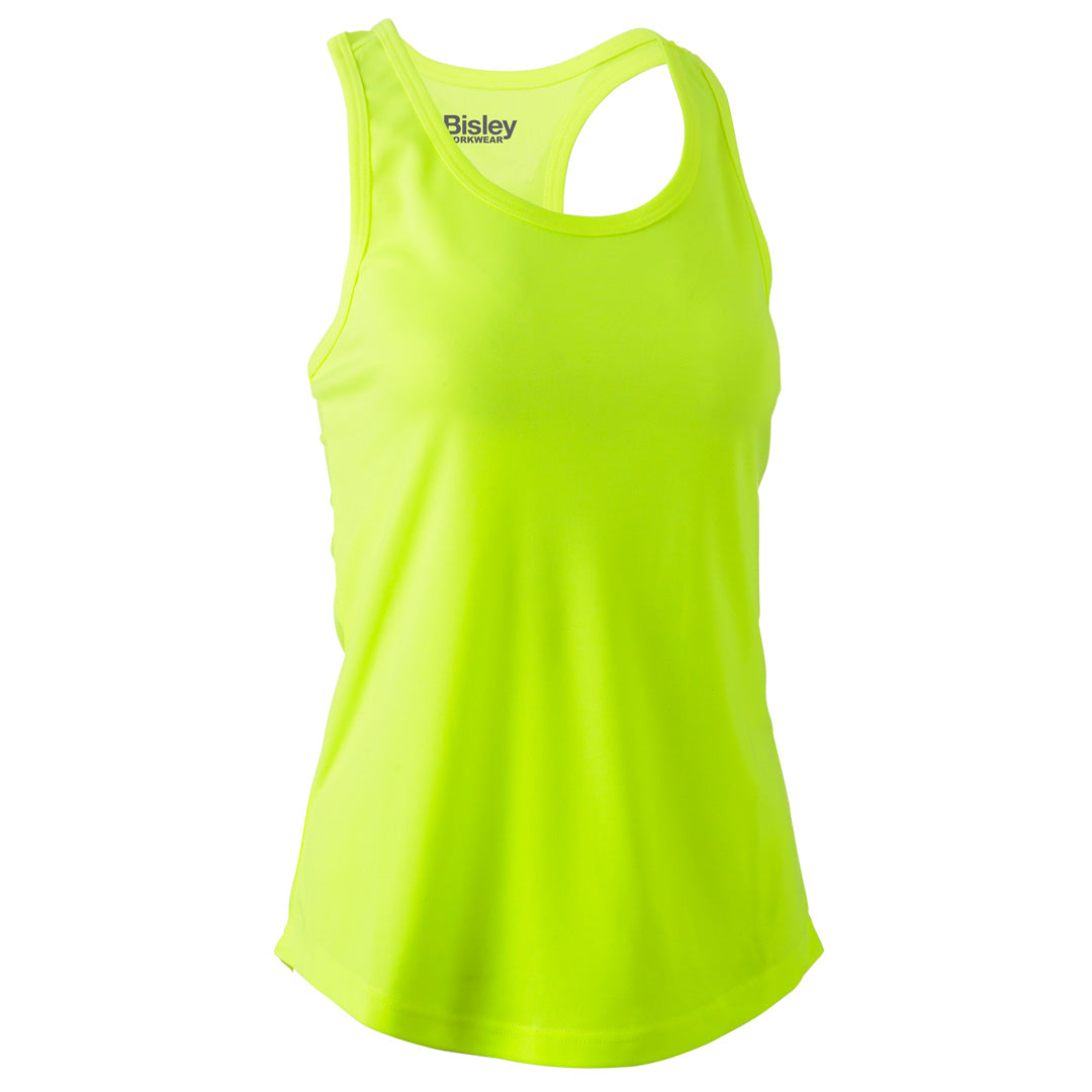 House of Uniforms The Hi Vis Racer Back Singlet | Ladies Bisley Hi Vis Yellow