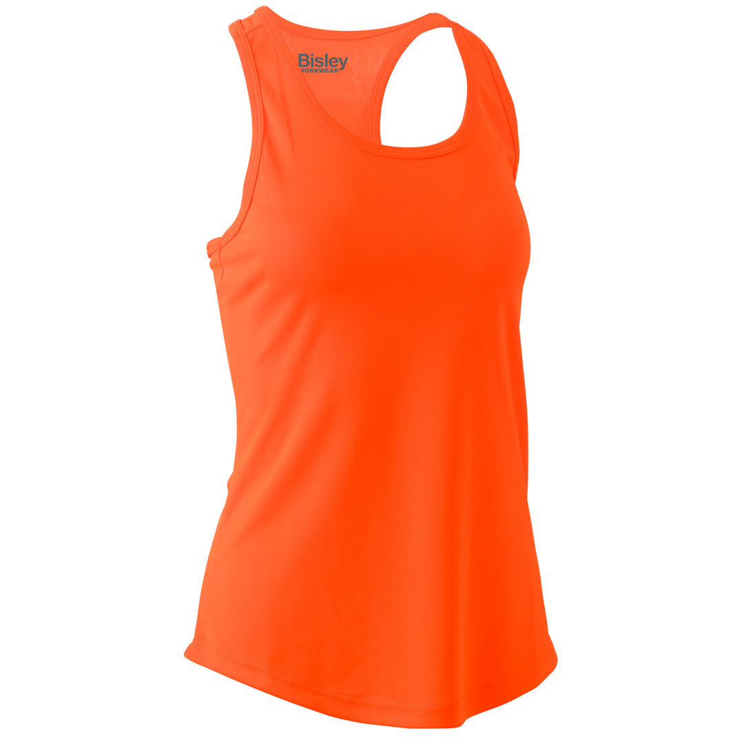 House of Uniforms The Hi Vis Racer Back Singlet | Ladies Bisley Orange