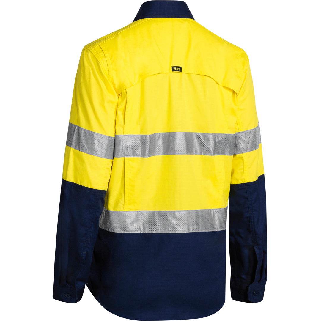 House of Uniforms The X Flow Hi Vis Drill Shirt | Day Night | Long Sleeve | Ladies Bisley