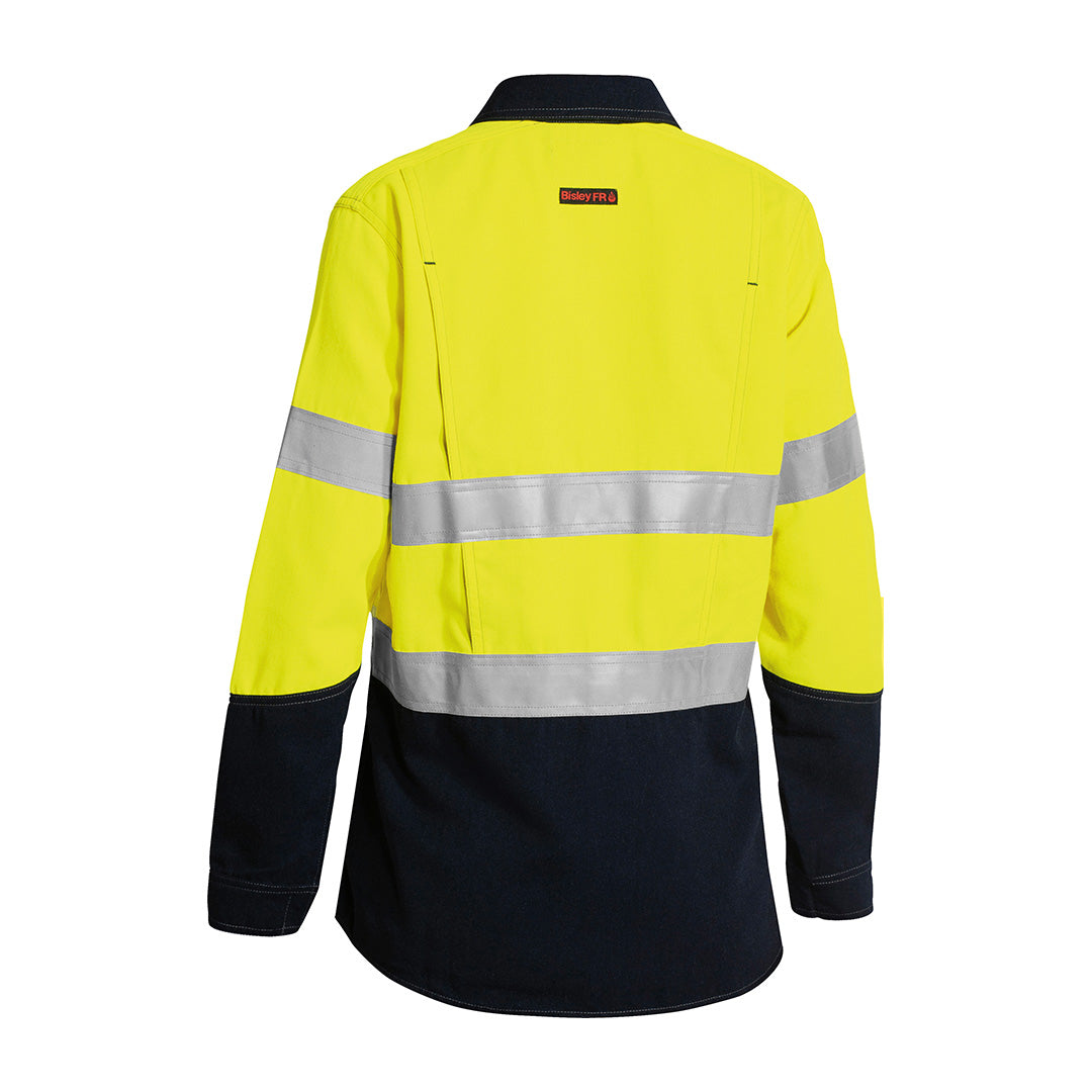 House of Uniforms The Taped Hi Vis Plus Flame Resistant Shirt | Long Sleeve | Ladies Bisley