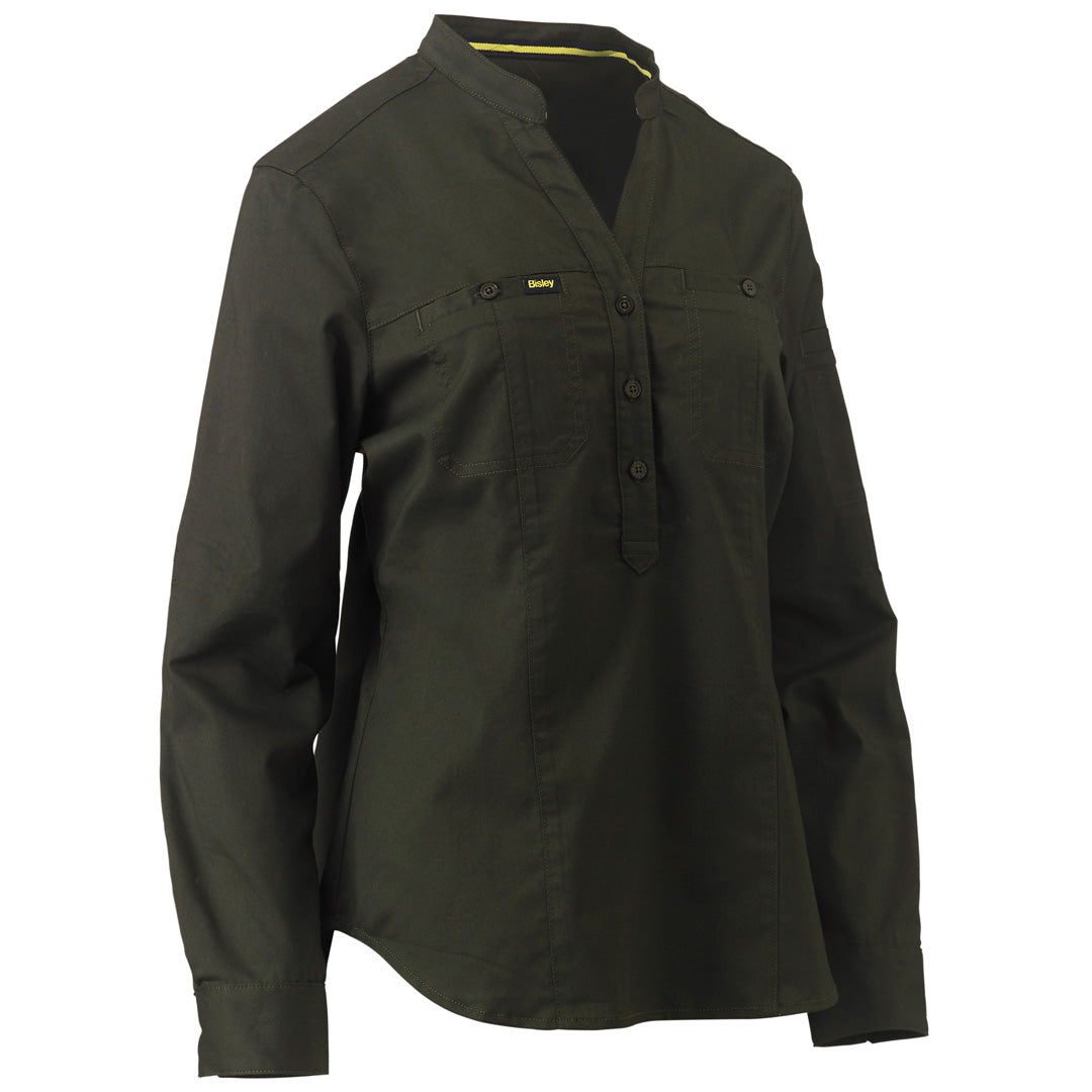 House of Uniforms The V Neck Closed Front Shirt | Ladies Bisley Olive