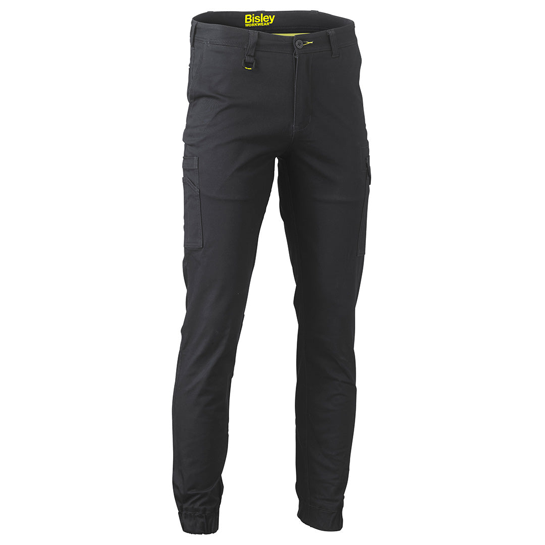 House of Uniforms The Stretch Cotton Drill Cargo Cuffed Pant | Mens Bisley Black