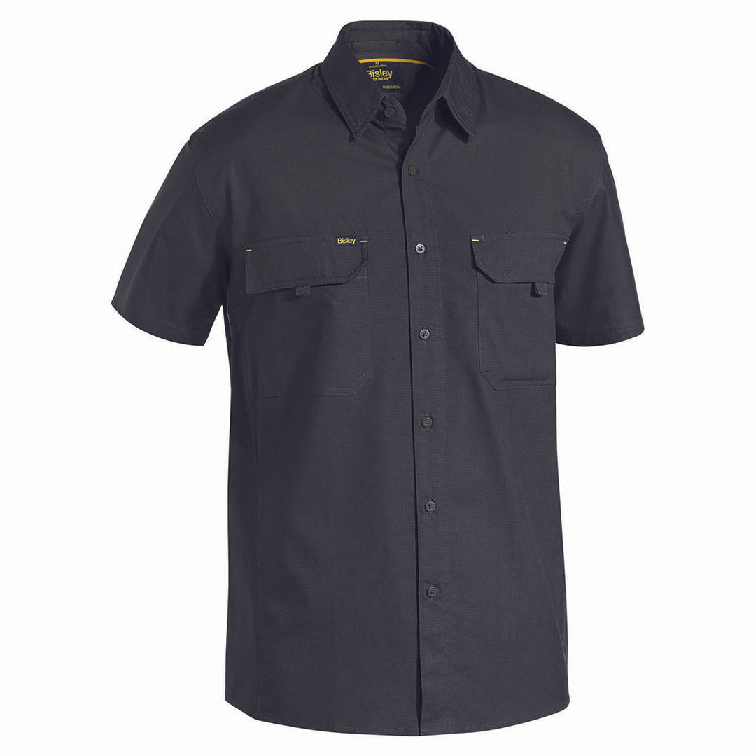 House of Uniforms The X Airflow Rip Stop Shirt | Short Sleeve | Mens Bisley Charcoal