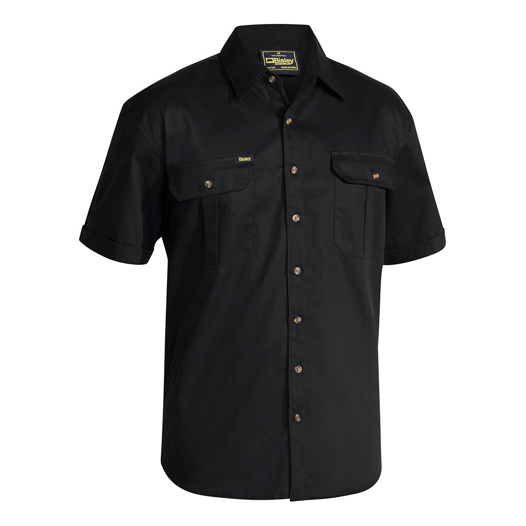 House of Uniforms The Original Cotton Drill Shirt | Short Sleeve | Mens Bisley Black