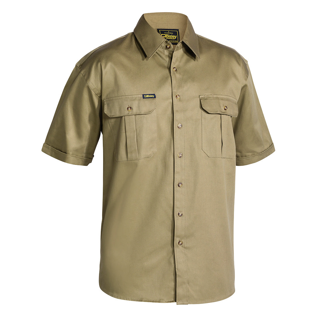 House of Uniforms The Original Cotton Drill Shirt | Short Sleeve | Mens Bisley Khaki