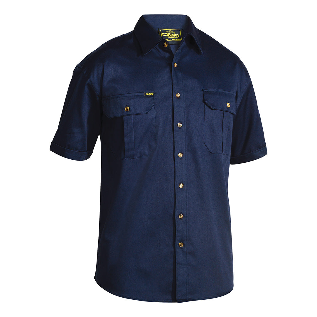 House of Uniforms The Original Cotton Drill Shirt | Short Sleeve | Mens Bisley Navy