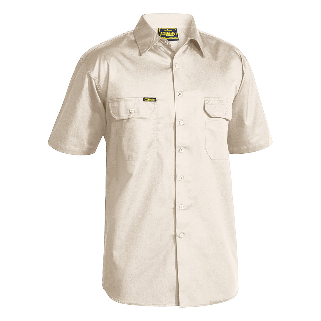 House of Uniforms The Cool Lightweight Drill Shirt | Short Sleeve | Mens Bisley Sand