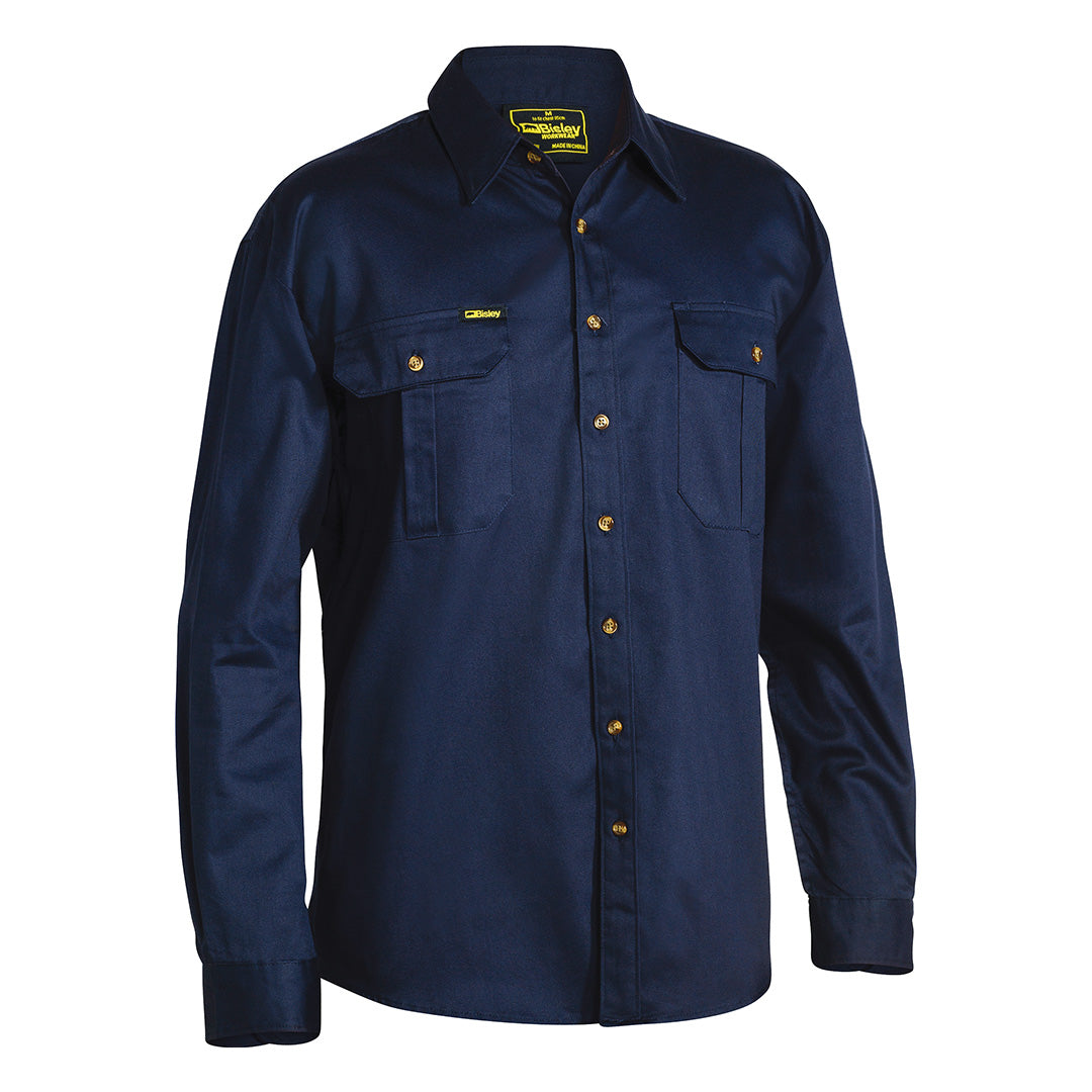 House of Uniforms The Original Cotton Drill Shirt | Long Sleeve | Mens Bisley Navy