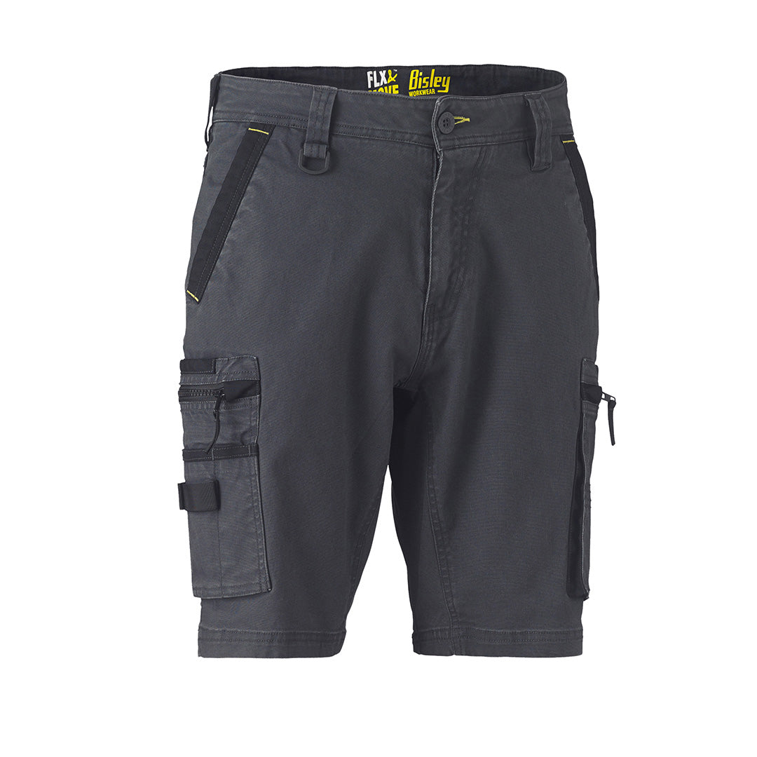 House of Uniforms The Flex and Move Utility Zip Cargo Short | Mens Bisley Charcoal