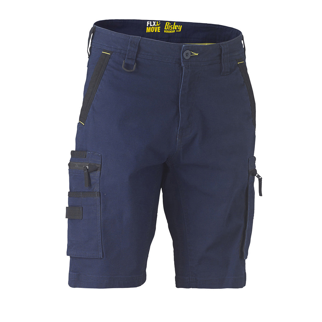 House of Uniforms The Flex and Move Utility Zip Cargo Short | Mens Bisley Navy