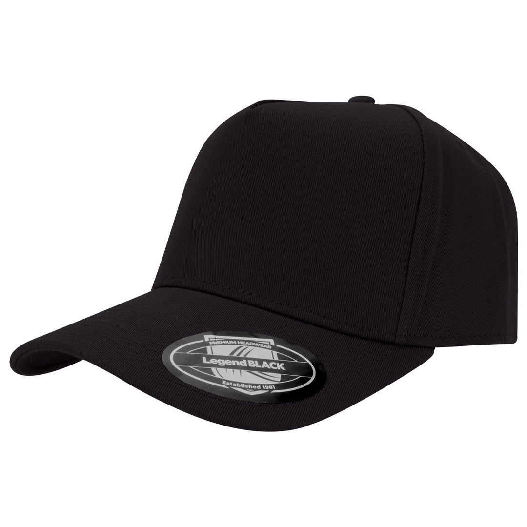 House of Uniforms The A Frame 5 Panel Cap Legend Black Black