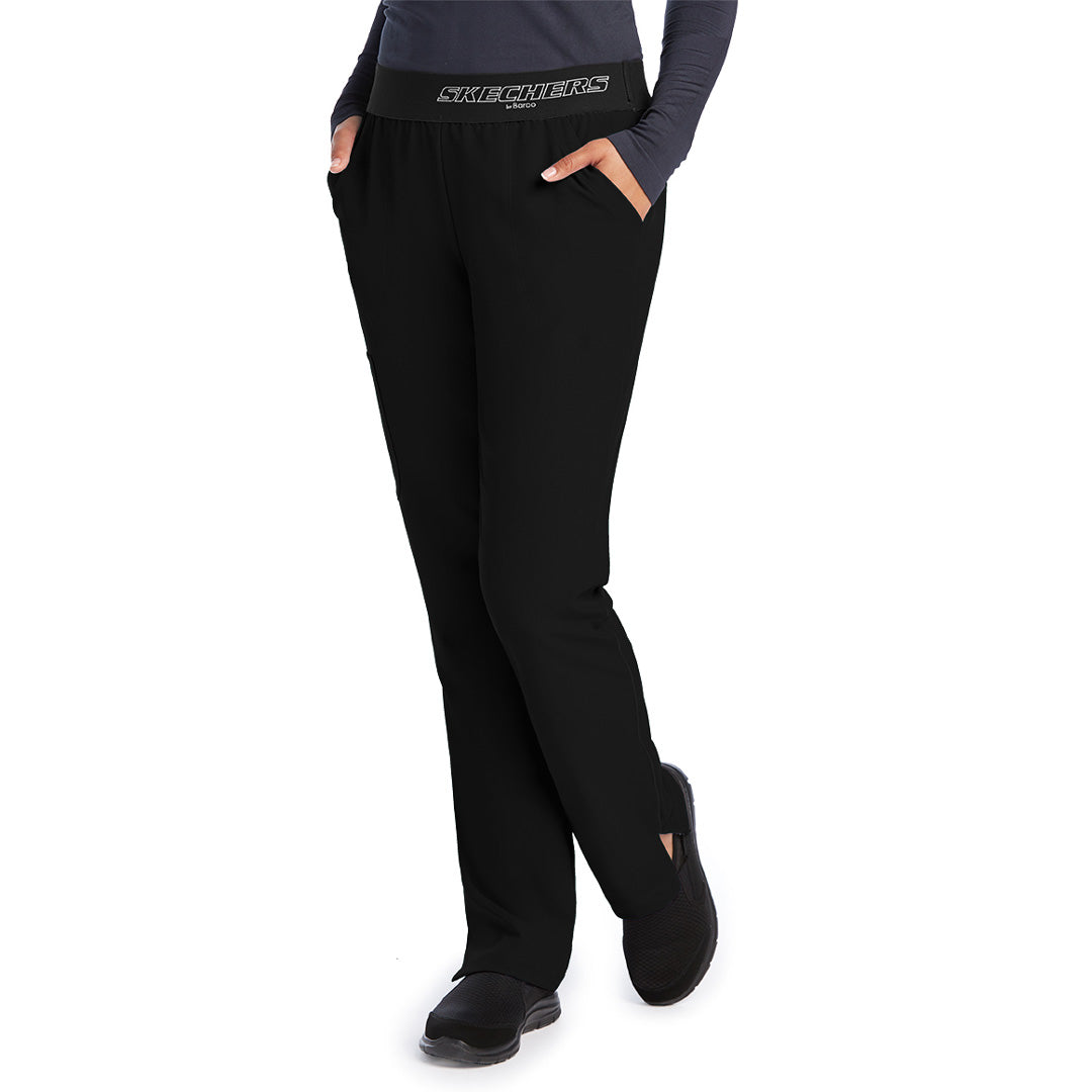 House of Uniforms The Vitality Breeze Scrub Pant | Ladies | Tall | Skechers Skechers by Barco Black